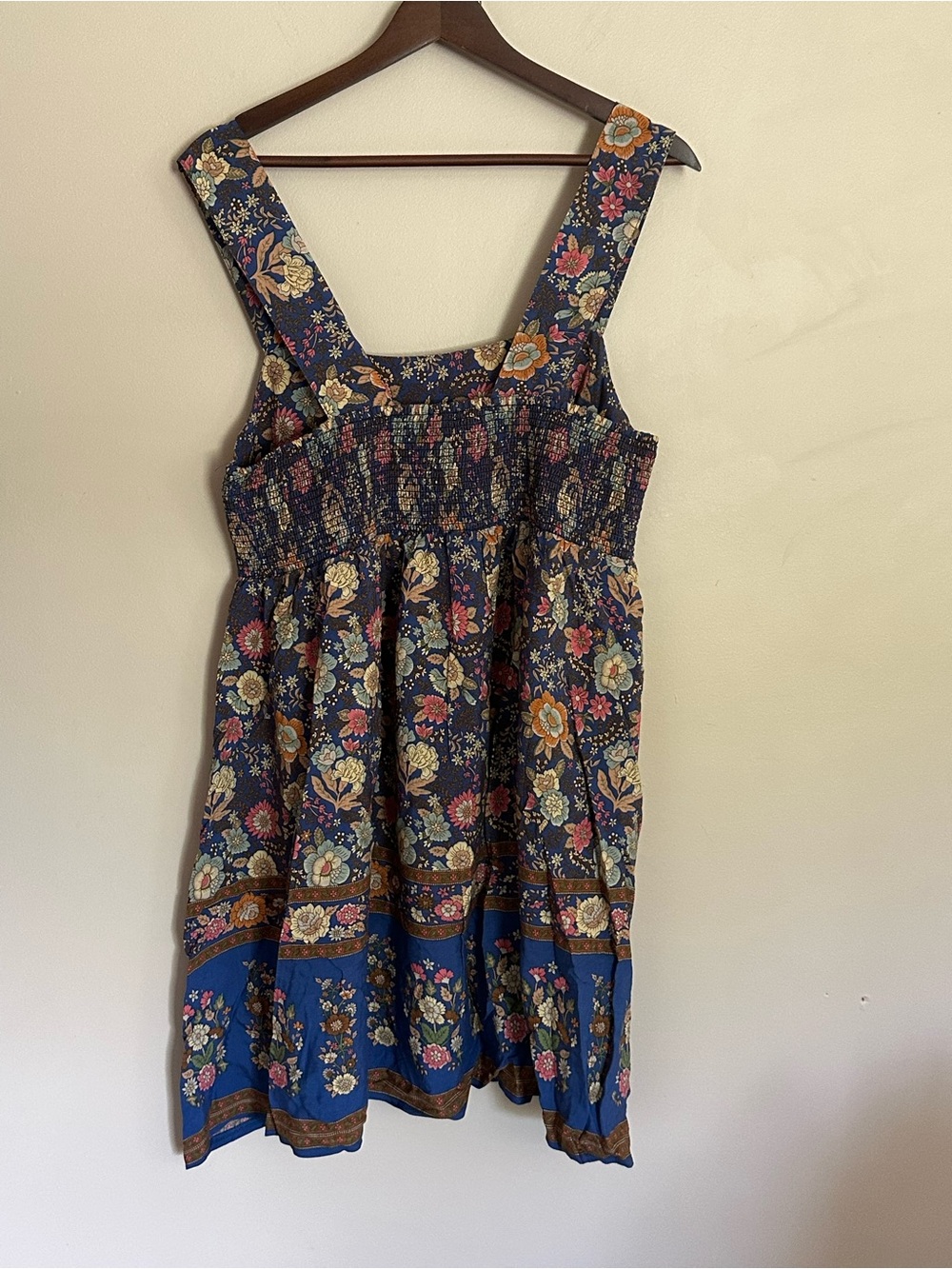 NWOT Natural Life Tricia Mini Dress "Blue Yellow Roses" Medium - Picture 3 of 5